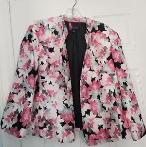 Kasper Women's Pink and Black Floral Blazer